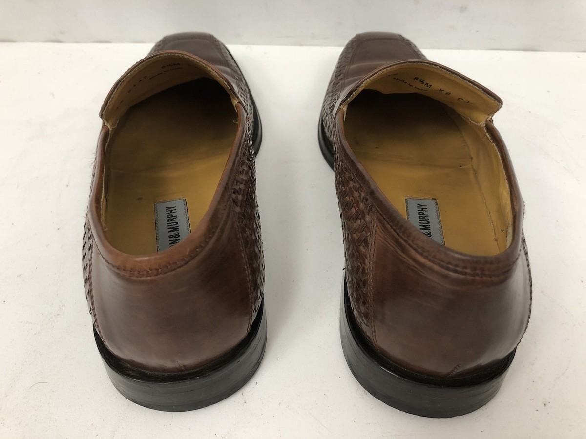 JOHNSTON MURPHY Brown Woven Leather Slip On Loafers Mens 8.5 