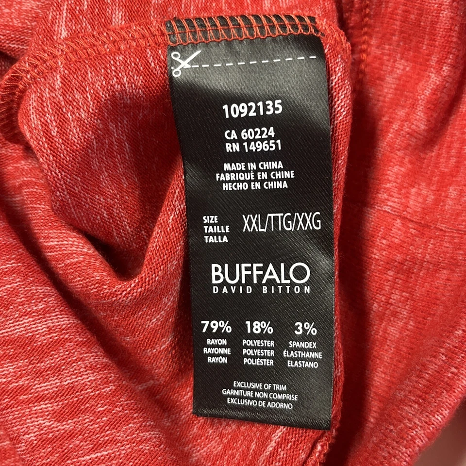 NUEVO CON ETIQUETAS BUFFALO DAVID BITTON Pullover Suéter 2XL Rojo Raglán Manga Larga Sudadera Foto 4 de 4