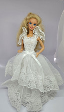 Vintage Barbie Blonde Beautiful Bride Handmade White Lace Wedding Dress OOAK