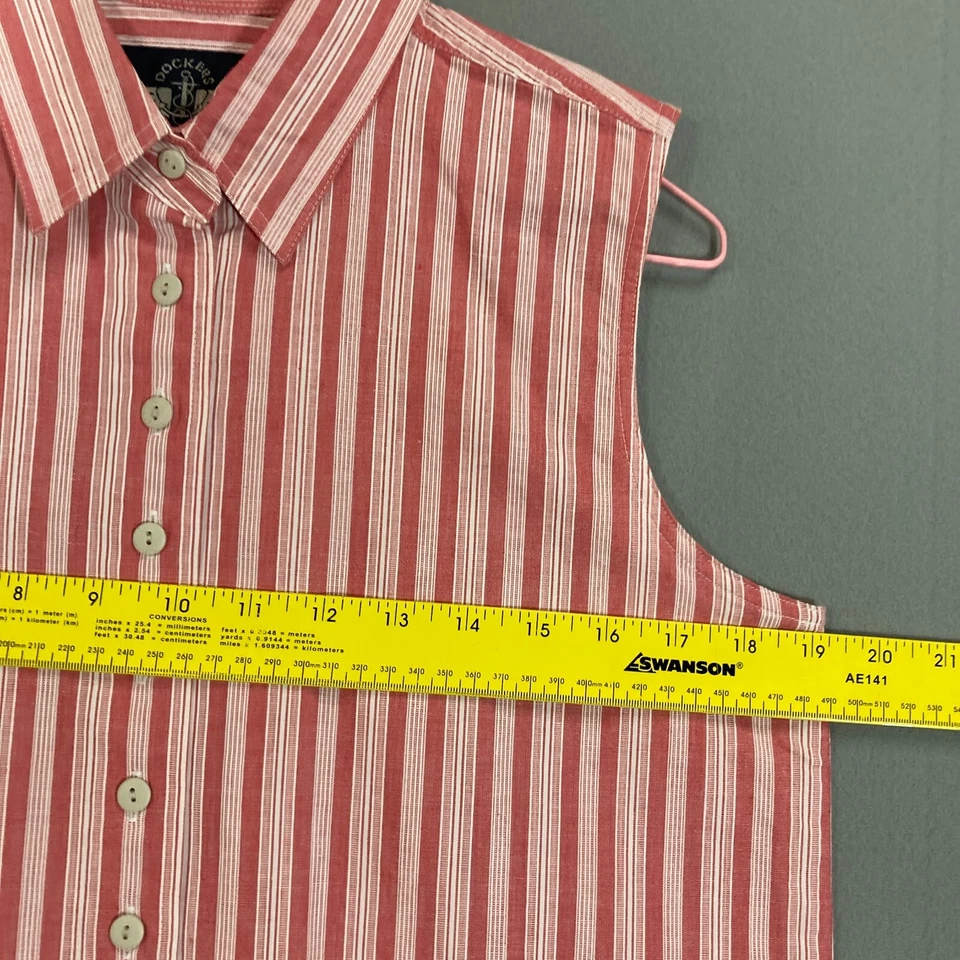 90 年代无袖纽扣衬衫休闲上衣条纹码头女式小号 — 第 4/4 张图片