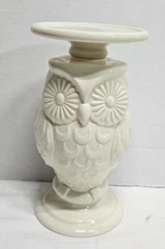 Bath and Body Works 8.5” Ceramic White Owl Candle Holder Pillar Pedestal