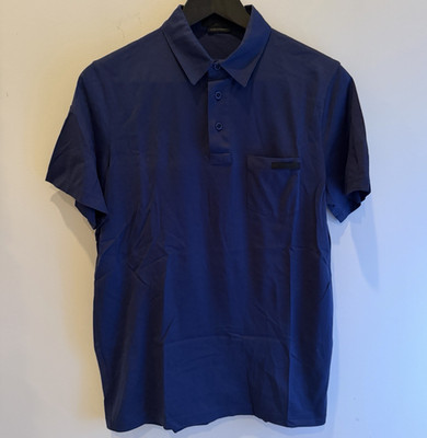 PRADA Men's Blue Collared Solid Polo Shirt Short Sleeve Size S