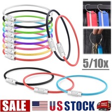 5/10pcs Stainless Steel Loops 1.5mm Coated Wire Keychain Cable Large Keyrings US
