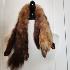 Full Silver Brown Fox Real Pelt Shawl w Head Paws Tail 28" w Fur Label Authority