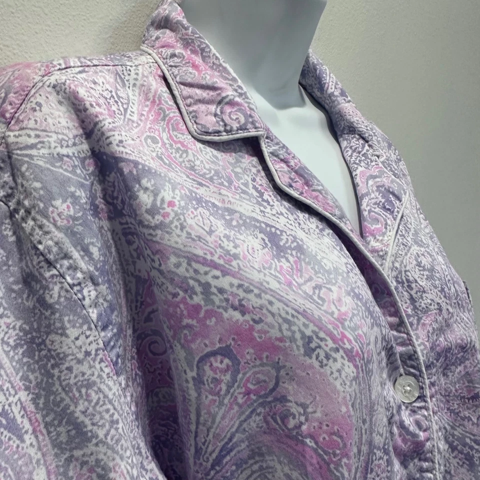 Conjunto de pijama Lauren Ralph Lauren para mujer estampado de cachemira XL pantalones con botones ropa para dormir Foto 2 de 4