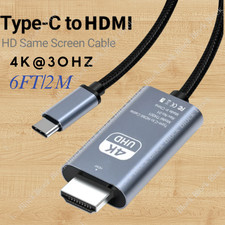 USB-C to HDMI Mirror 6FT Cable Adapter 4K HDTV For iPhone 15 16 17 Plus Pro Max