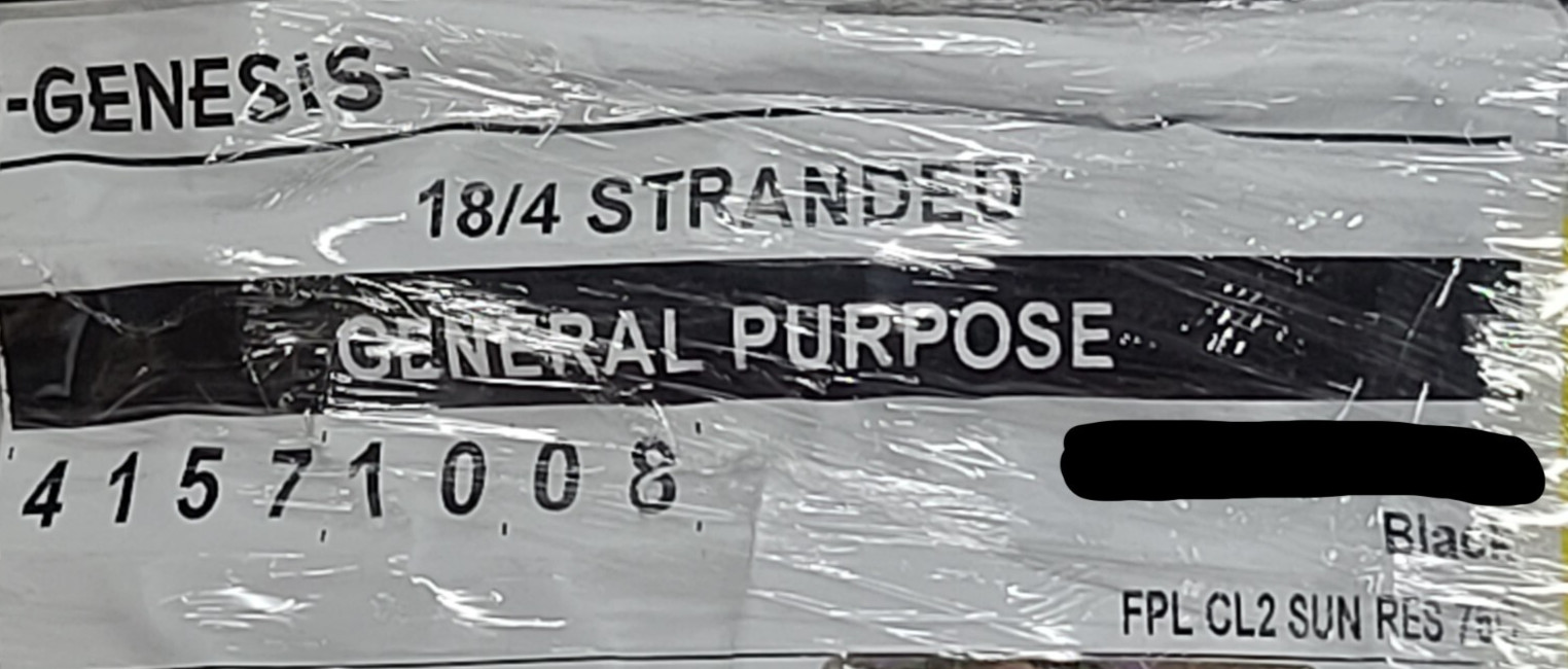 Genesis Cable 4157 18/4C Stranded Direct Burial Fire Alarm Cable Black /50ft