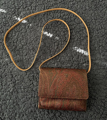 ETRO Brown Paisley Small Crossbody Wallet Bag Snap Closure w/ Box