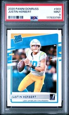 2020 Donruss JUSTIN HERBERT #303 PSA 9 MINT Rookie Card RC Chargers. rookie card picture