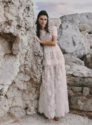 Self portrait WHITE SEQUIN LACE TIERED MAXI DRESS $ 995 NWT US 6 UK 10