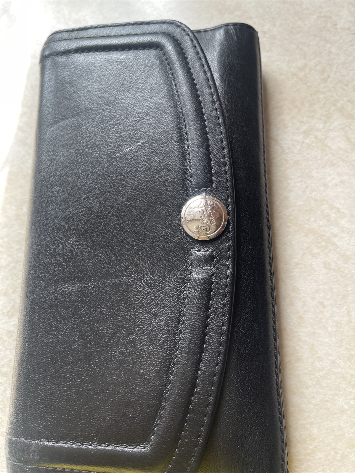 Coach Trifold Wallet Black Leather