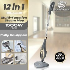 12-in-1 Steam Mop & Handheld Cleaner 1500W Fast Heat – Gold/Black