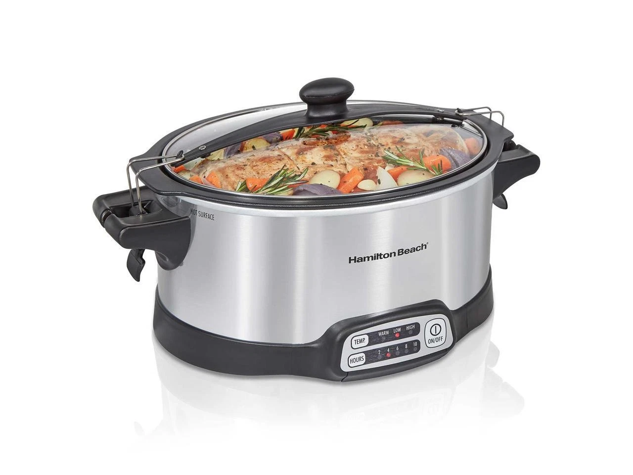 Hamilton Beach 33663 Silver 6 Quart Stay or Go Sear & Cook 6 Quart Slow Cooker,