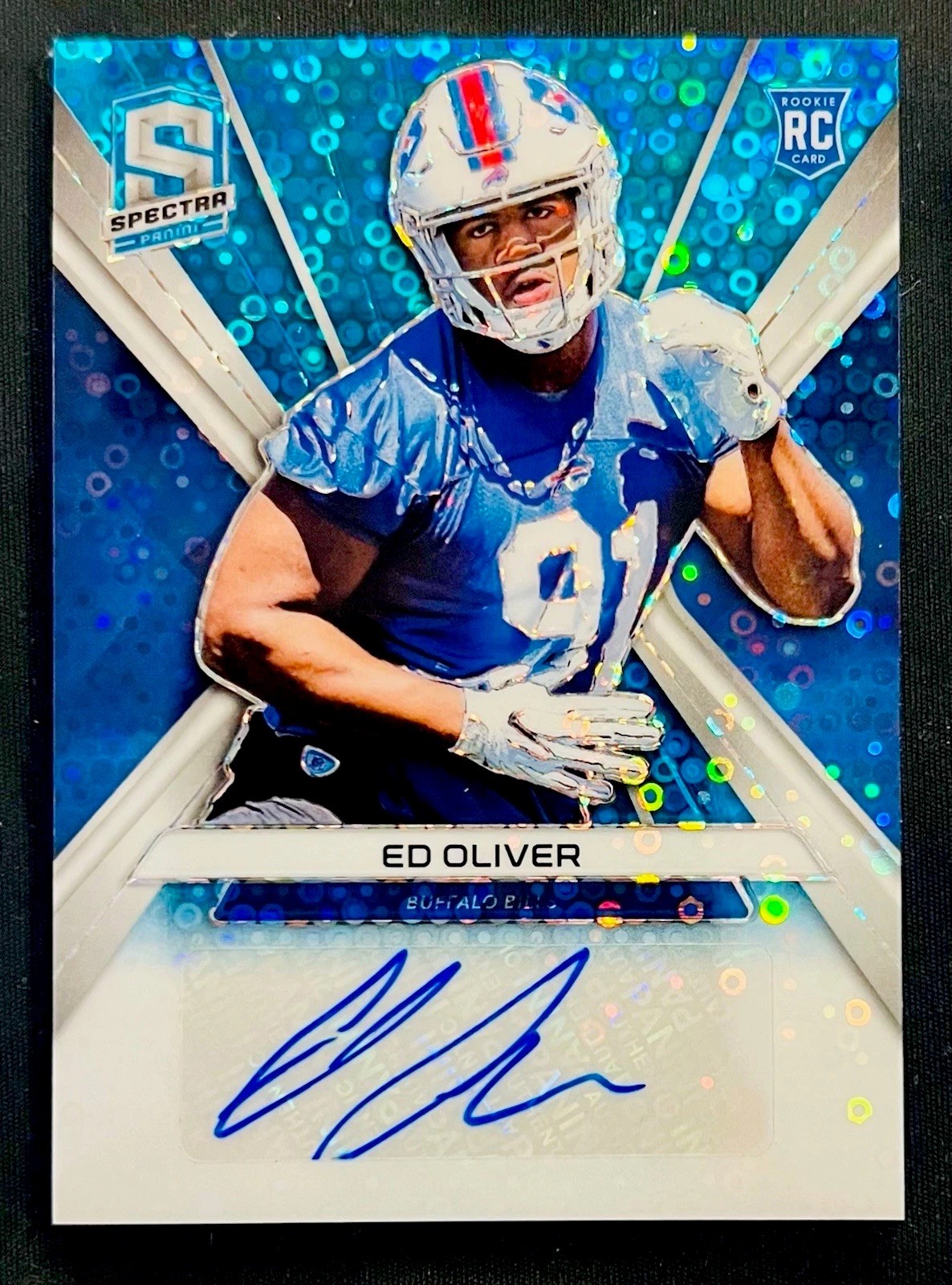 Ed Oliver Panini Spectra Rookie Autographs #RAEO Neon Blue