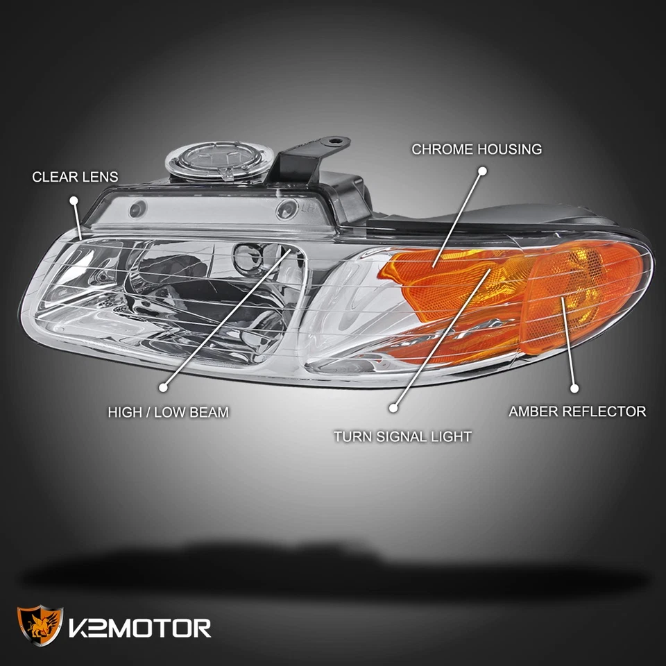 Fits 1996-2000 Dodge Caravan Chrysler Voyager Headlights Replacement Assembly Foto 3 de 4
