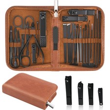 MINKINH Manicure Set Professional Nail Clipper Kit-26 Pieces Stainless Brown
