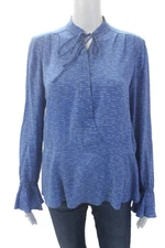 10 Crosby Derek Lam Womens Textured Long Sleeve Pattern Blouse Blue Size 08