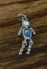 Silver Toned March Blue Birthstone Boy Charm Pendant