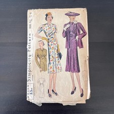 Original Vintage 1930s Women's Dress Jacket Pattern Simplicity 2830