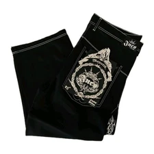 JNCO Majestik Black Denim Jeans NWT Mens 44x30 Tribal Collection Limited Edition