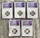 Set Of 5 1964 Roosevelt Dime 10C Silver NGC Pinball Collection! New from NGC!