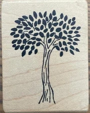 MAGENTA Rubber Stamp vintage SMALL TREE wd mntd free USA ship