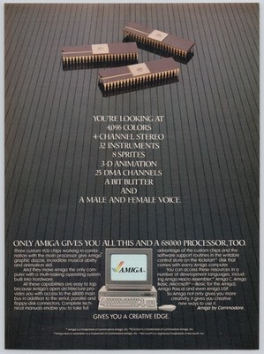 Amiga Computer Commodore Stereo Instruments DMA Channels 1986 Print Ad