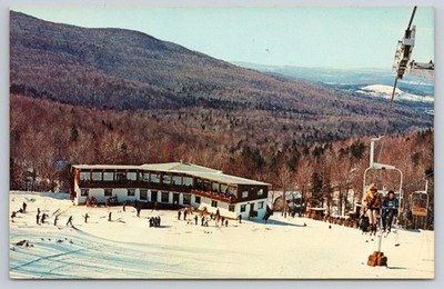 Vintage Madonna Mountain Lodge & Ski Lift Jeffersonville Vermont Postcard