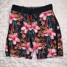 Boys Hurley Tropical Swim Trunks Board Shorts W/ Adj. Waist And Backpocket Sz 6
