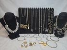 Vtg Now Gold Mixed Bulk Costume Jewelry Lot Necklace Bracelet Earrings #1035