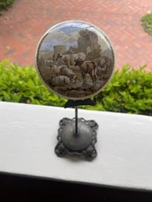 ANTIQUE POLYCHROME PRATTWARE COWS SHEEP PASTORAL SCENE MAIDEN  BROOK RUINS AS IS