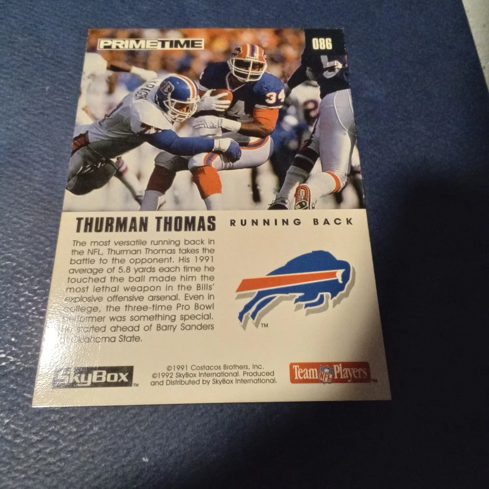 Thurman Thomas, BILLS, #086, 1992 Skybox Primetime THURMANATOR, HOF, NEAR MINT - Image 2 of 2