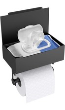 Toilet Paper Holder with Shelf, Wipes Holder for Bathroom Wipe Storage, Self-Adh