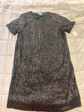 NWT Black Sequin Short-Sleeve Party Dress Size S Homecoming Disco Whimsigoth