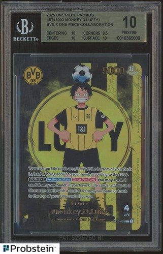 2025 ONE PIECE PROMO BVB BORUSSIA DORTMUND ST13-003 MONKEY D. LUFFY BGS 10