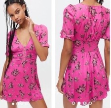 Urban outfitters Floral Pink Lined Dress Size Medium Mini Dress Aritha