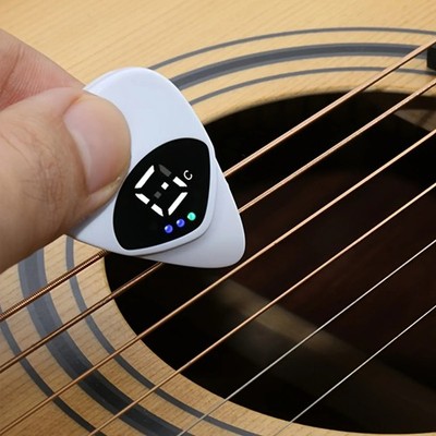2-in-1-Gitarrenplektrum und Stimmgerät, tragbarer Mehrzweck-Pitch-Kalibrator