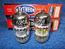 NIB MATCHED  Pair 6201/12AT7 3-Mica GE/Raytheon Tubes  NOS