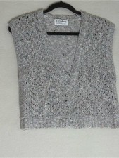 Light Gray Speckled V-Neck Button-Front Sweater Vest