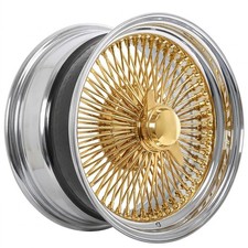 La Wire Wheels Standard 100-spoke Sl 16x7 Gold Center With Chrome Lip 4pcs B2 La Wire Wheels Standard 100-spoke Sl 16x7 Gold Center With Chrome Lip 4pcs B2