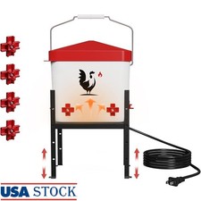 Heated Chicken Waterer W/ Adjustable Stand No-Leak Design For Backyard Birds New
