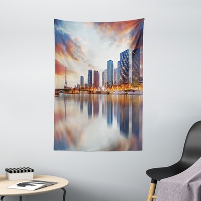 Paris Tapestry Urban City Scenery Print Wall Hanging Decor