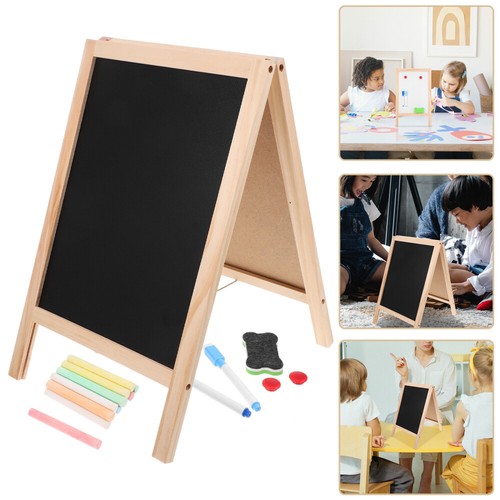 Wooden Message Board Dry Erase Chalkboard Easel for Kids Office Writing Tablet - Photo 10/12