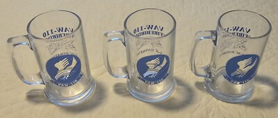 VAW-110 Firebird Glass Beer Mug, E-2C Hawkeye, USN, 1980's, set of 3, Grumman 