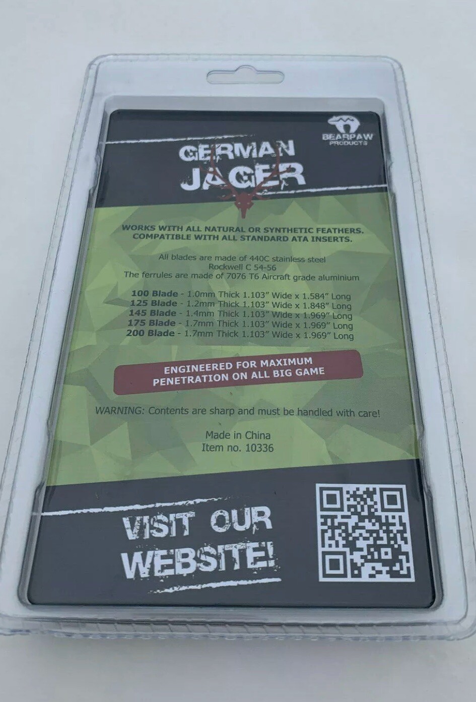 1 package Bearpaw archery German Jager fixed 2 blade hunting broadhead