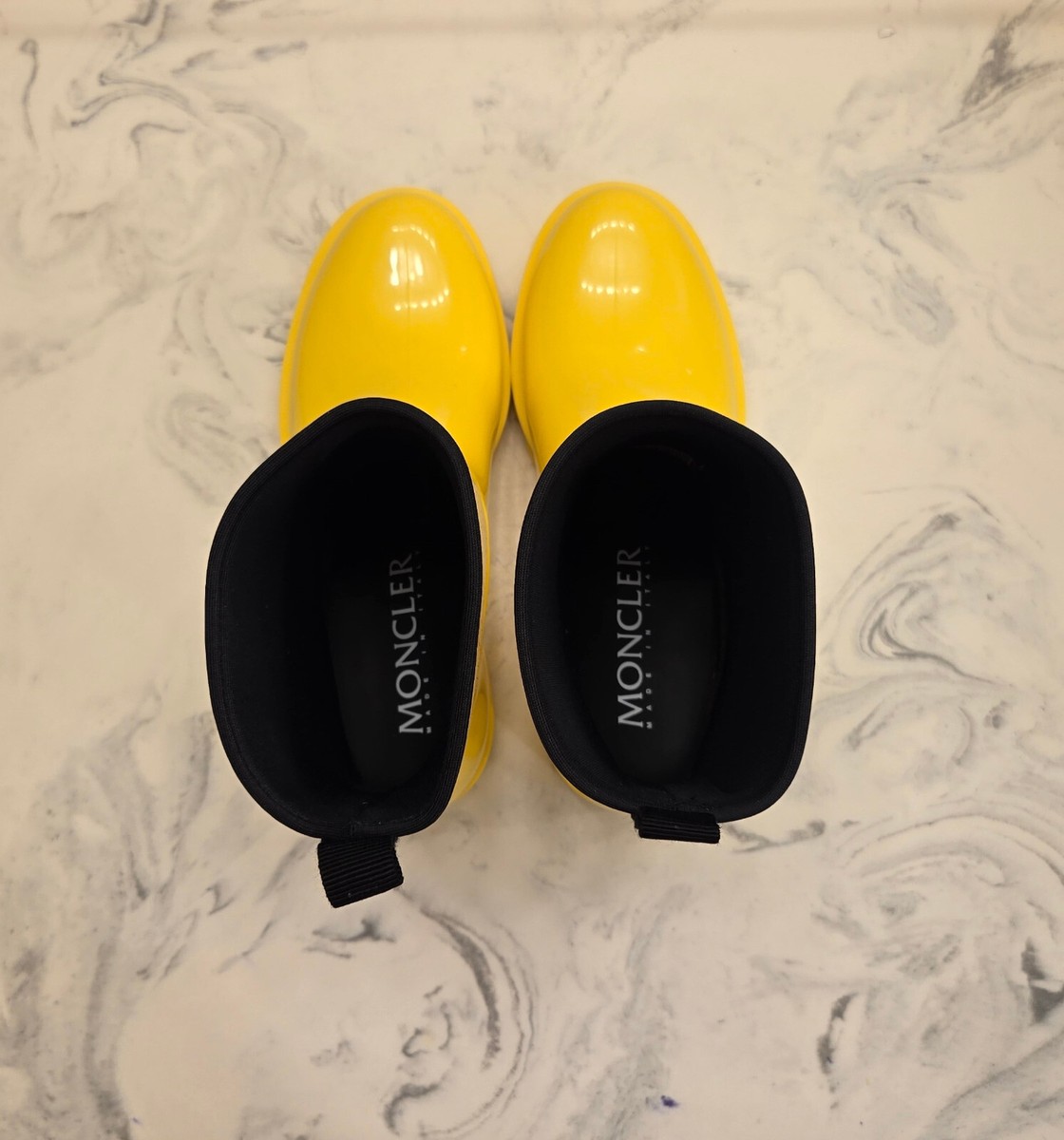 New! Moncler 'Ginette' Rain Boots Yellow Rubber Womens 7 US 37 Eur