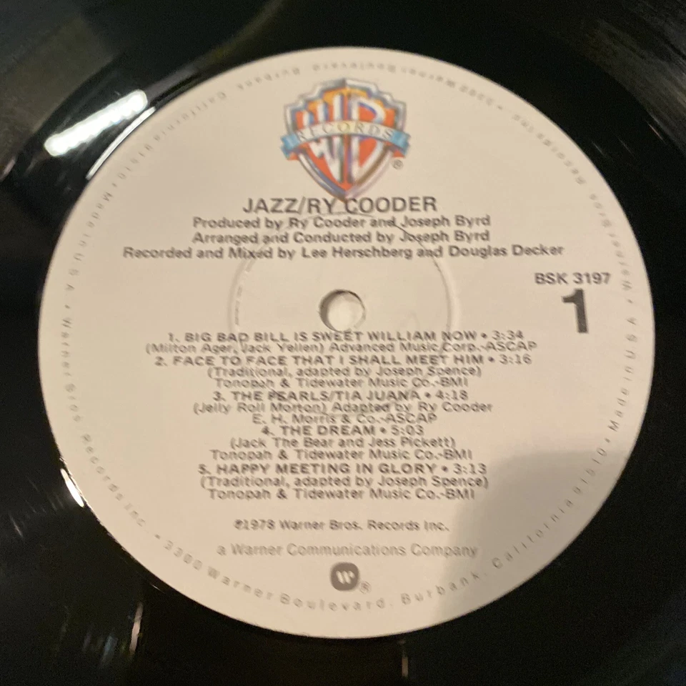JAZZ RY COODER WARNER BROS BSK-3197 LP embossed cover 1978 Guitar Tour De Force - Image 4 of 4