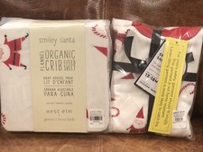 WestElm Pottery Barn Kids Cotton Smiley Santa Crib Sheet 12-18 Pajama Christmas