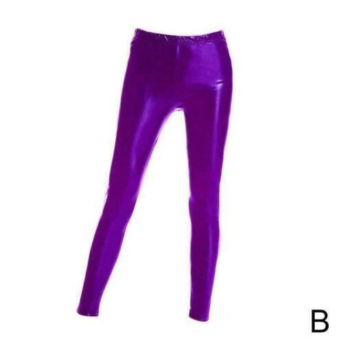 Purple Shiny Leggings for Women