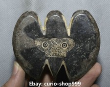 8cm Antique Liangzhu Culture Old Jade Weird Beast Head Bat Bird Two-sided Statue